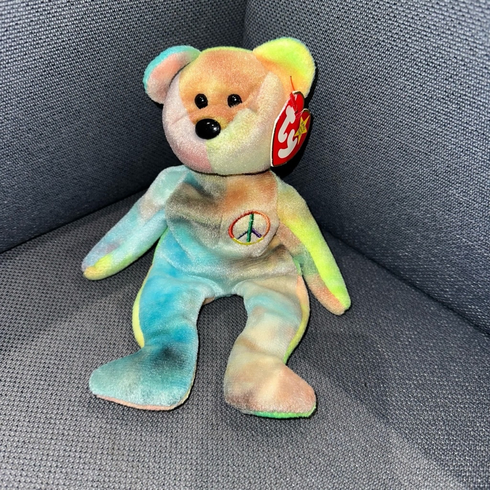 Ty Beanie Baby Peace Bear Multicolor tye-dye nwt 1996 vintage
